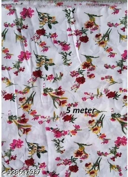 Polyester Crepe Kurti Fabric for Women (White, Un Stitched)