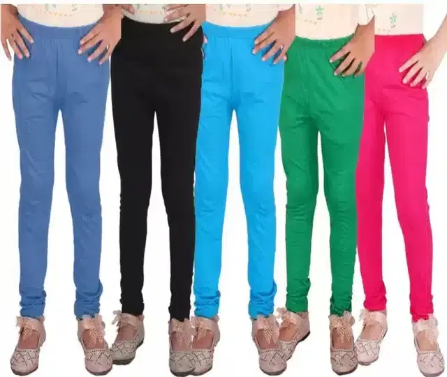 Soft & Comfortable Leggings for Girls, Pack of 5 (Multicolor, 2-3 Years)