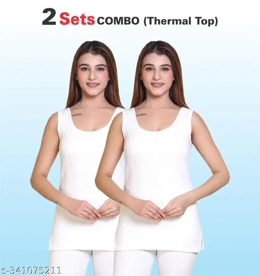 Woolen Thermal Top for Women, Pack of 2 (White, M)