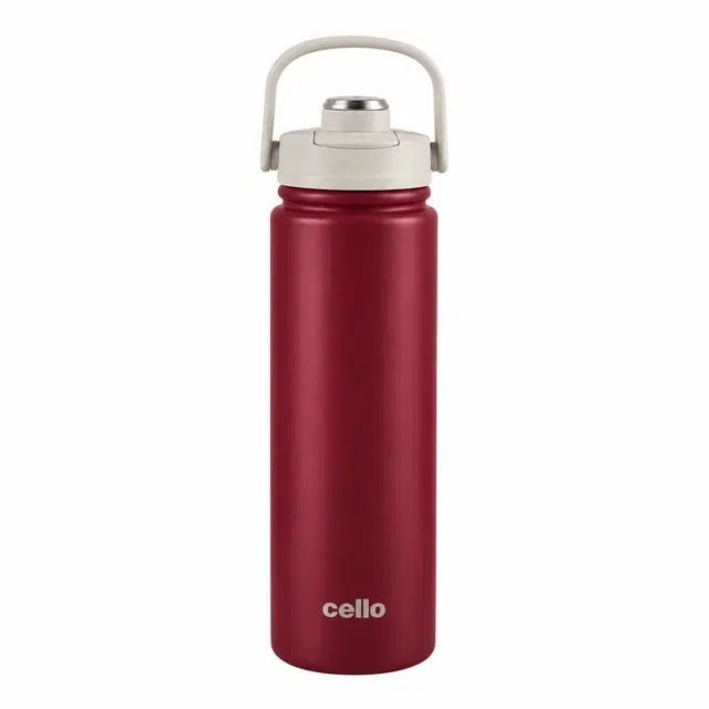 Cello Duro Metro Stainless Steel Bottle, 800 ml, Burgundy | Pack Of 1 | Leak-Proof Cap | Rust-Free Stainless Steel