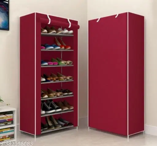 Metal 7 Layer Collapsible Multipurpose Rack, Maroon