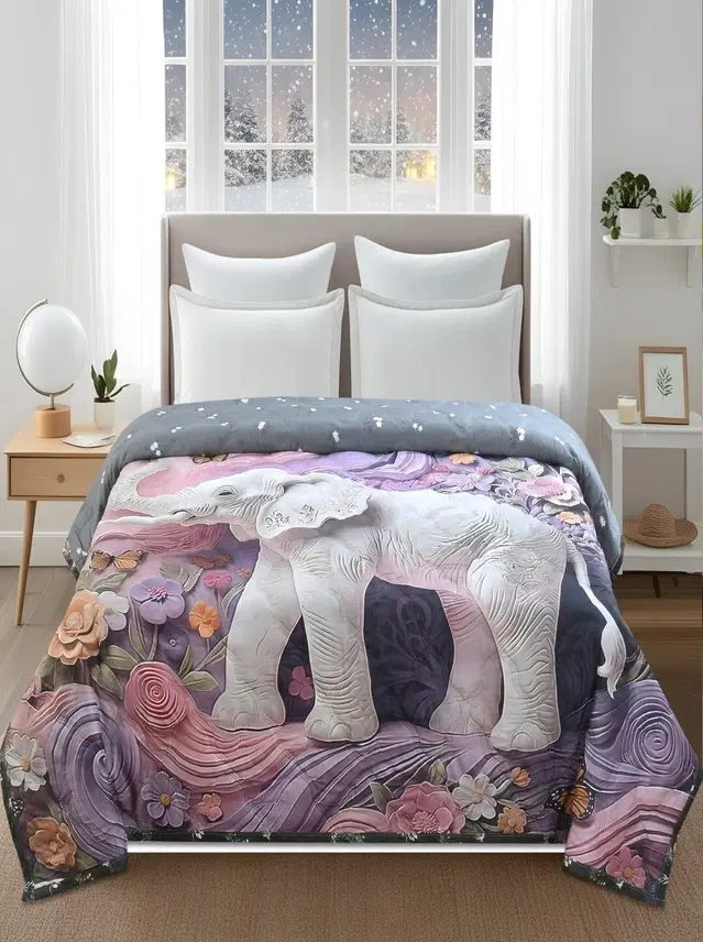 Homitecture 220 GSM Microfiber Reversible AC Comforter/Blanket for Winter/Quilt/Duvets for Double Bed Size(230X250 cm)