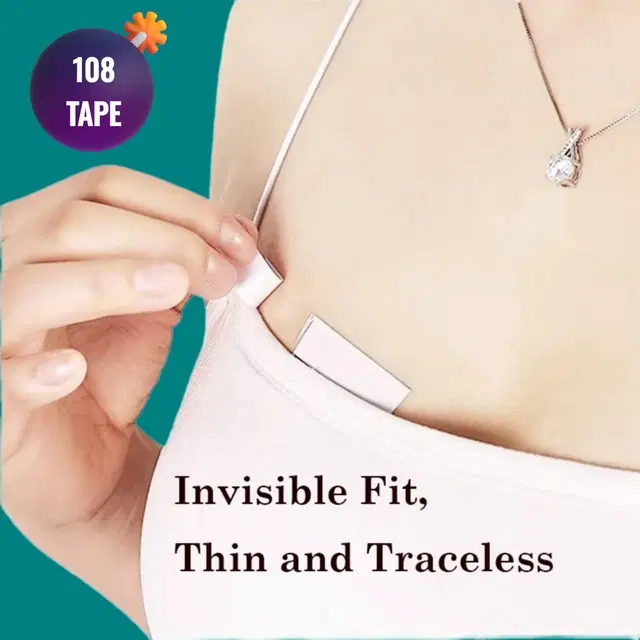 Acrylic Film Clothing 108 Double Sided Tape Strips, Transparent, Set of 1