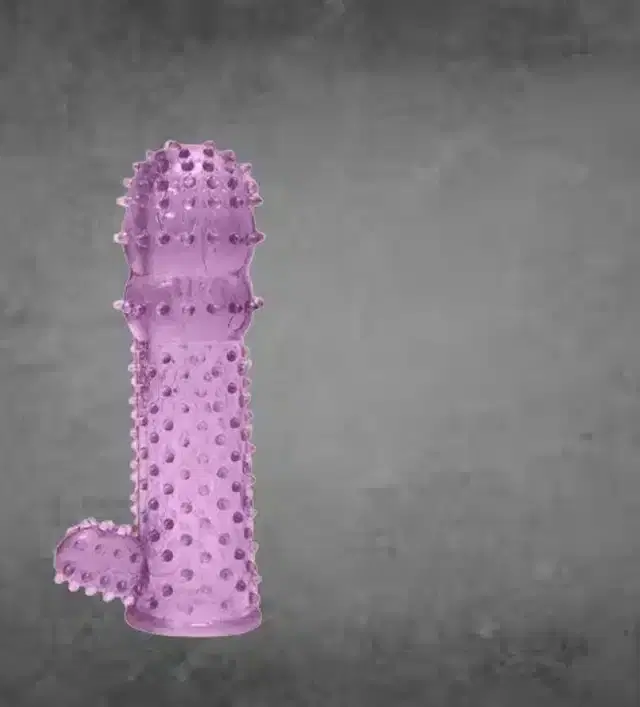Silicone Reusable Extra Dotted Condom, Pink & Transparent