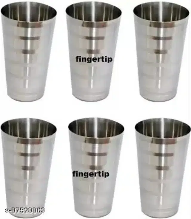 Stainless Steel Glass, Silver, 300 ml, Pack of 6