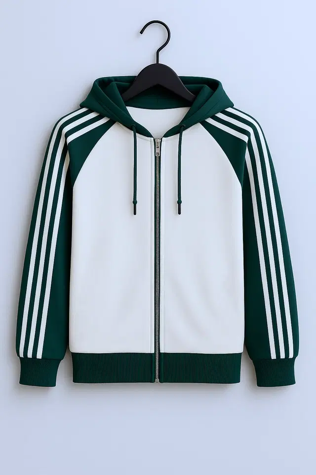 Cotton Blend Colorblocked Hoodie for Men, Green (M)