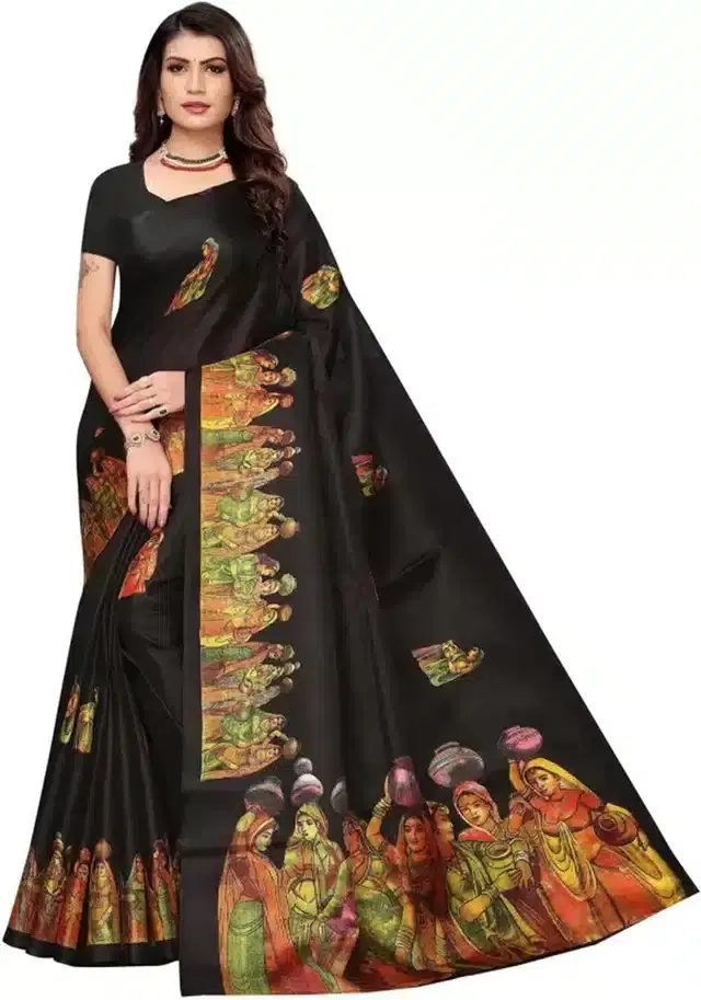 Saree with blouse (Black, 6.0 m)