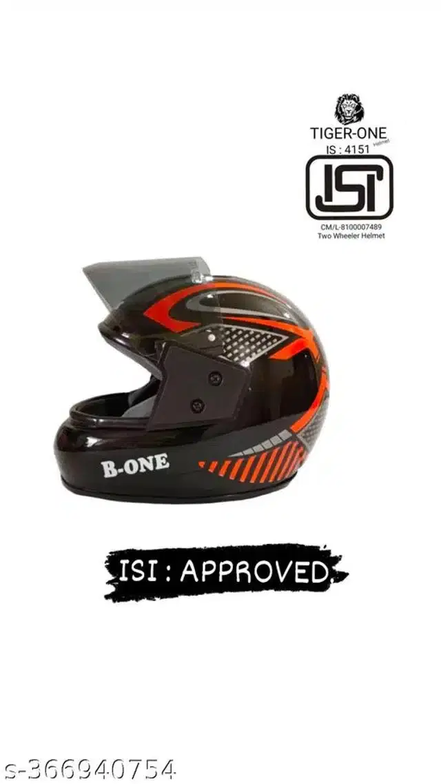 Full Face Helmet for Men & Women, Black & Orange