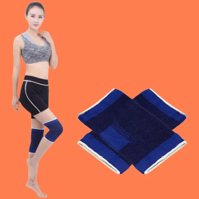 Polyester Solid Knee Sleeves for Women, Blue, Set of 1