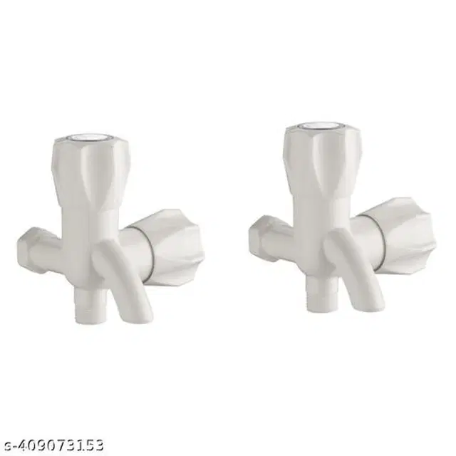 Plastic 2 in 1 Bib Cock Tap, White, Pack of 2