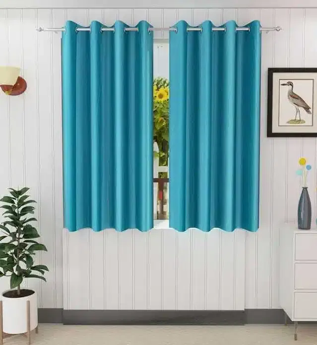 Window Curtain, Pack of 2, Blue, 4X5 Feet