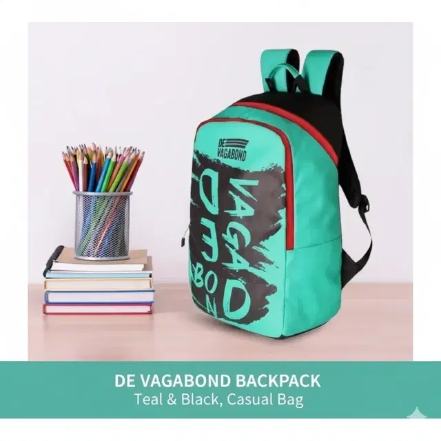 DE VAGABOND Jipsy casual/school bag 18L (Sea Green, Pack of 1)