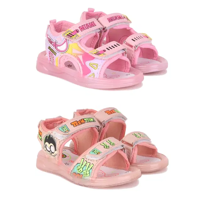 Sandals for Kids, Pack of 2 (Multicolor, 7 C)