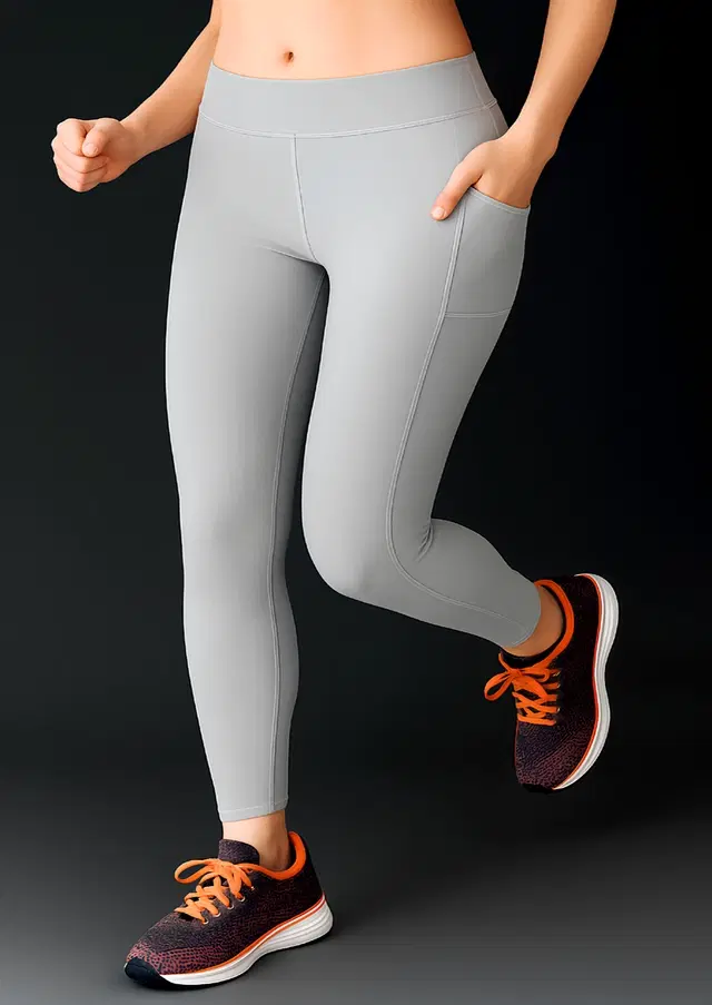 Polyester Leggings for Women, Grey (L)