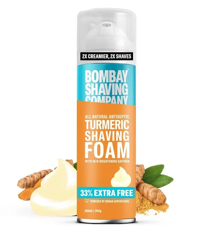 Bombay Shaving Company Turmeric Shaving Foam,266 ml (33% Extra) With Turmeric &amp; Sandalwood