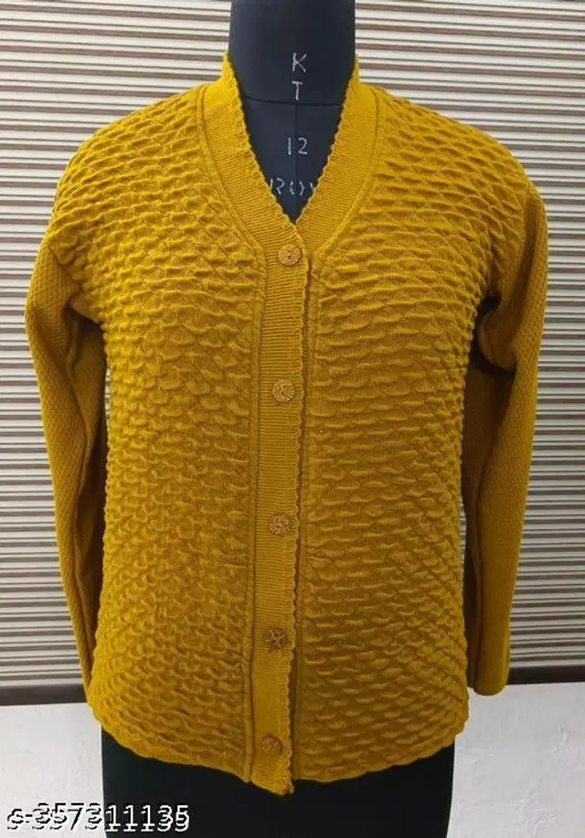 Woolen Sweater for Women (Mustard, M)
