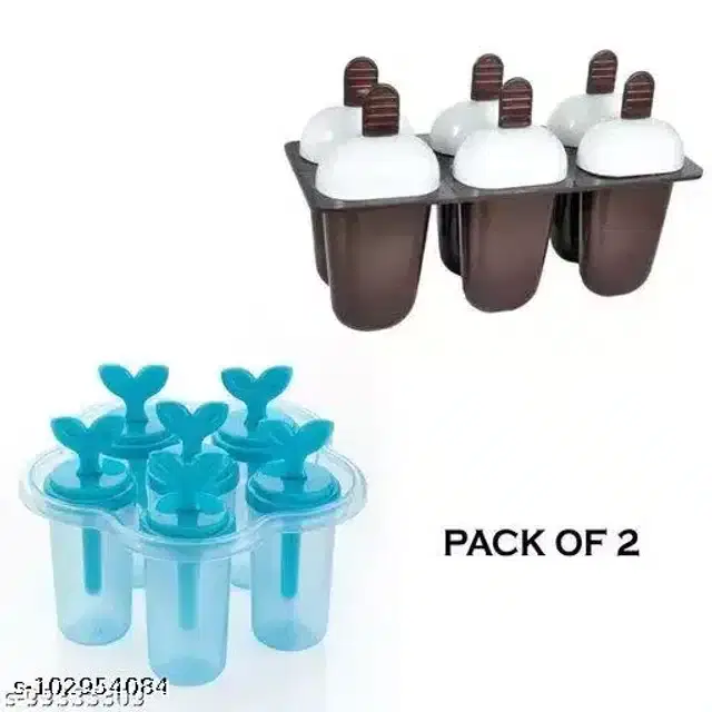 Plastic Ice Cream Mould Tray, Pack of 2, Multicolor