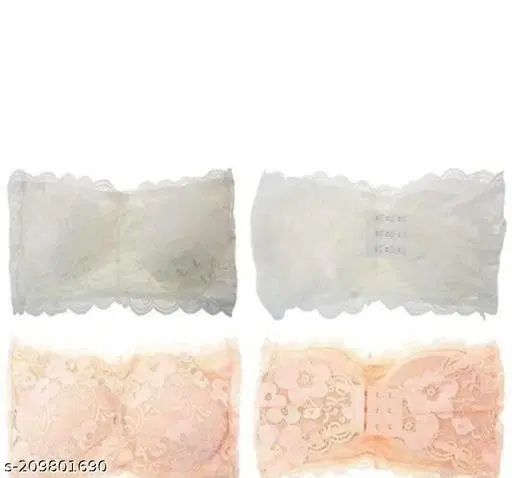 Net Solid Bras for Women, Assorted, Pack of 4 (28A)