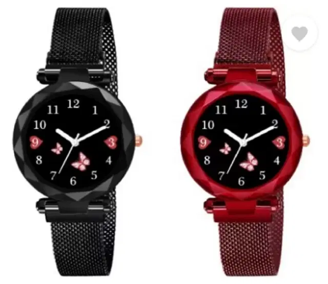 Analog Watch for Women & Girls, Pack of 2 (Multicolor)