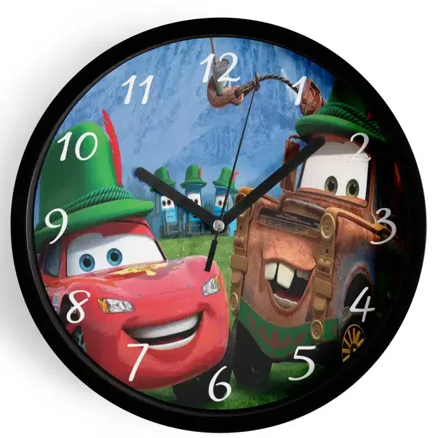 Analog Cars Wall Clock for Home, Black, 7 Inches