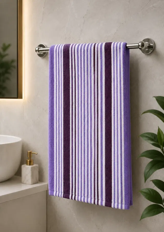 SimpleHome Tnt Bath Towel 70x140cm 250Polyester 100% Polyester Lavender Stripe