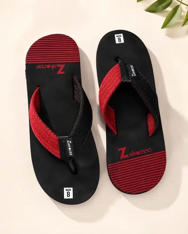 Slippers for Men (Black & Red, 8)