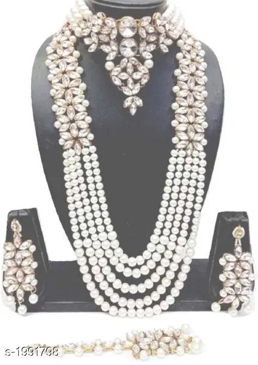 Elegant Alloy & Pearl Jewellery Set