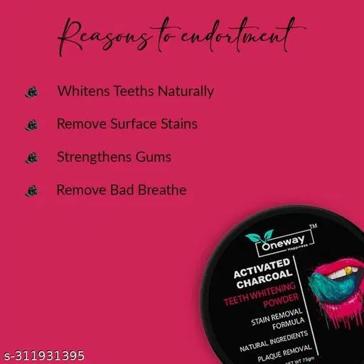 Oneway Happiness Activated Charcoal Teeth Whitening Powder (75 g)
