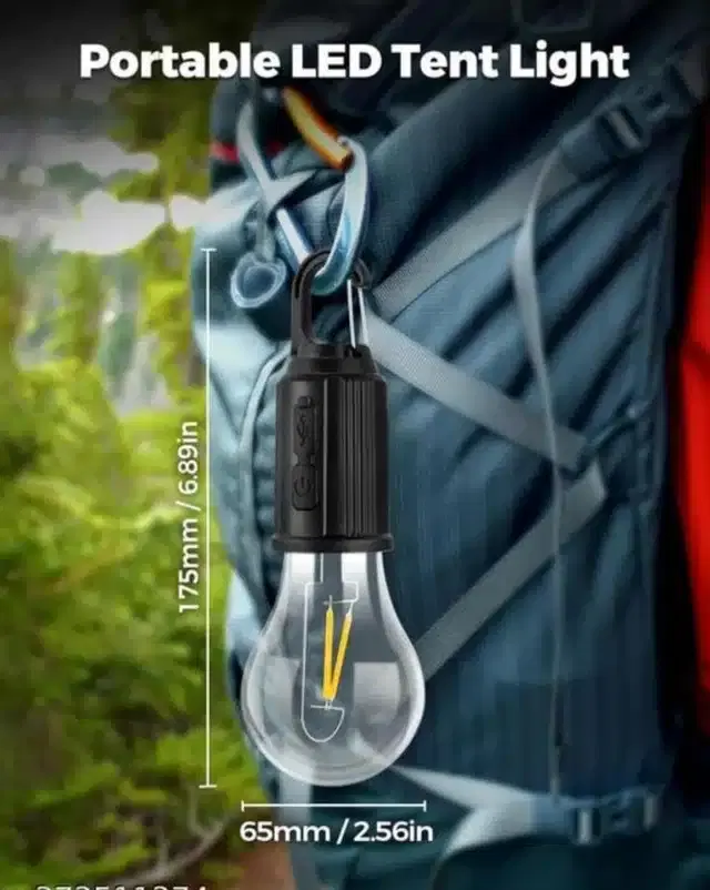 Rechargeable Emergency Camping Bulb with Hanging Clip, Yellow
