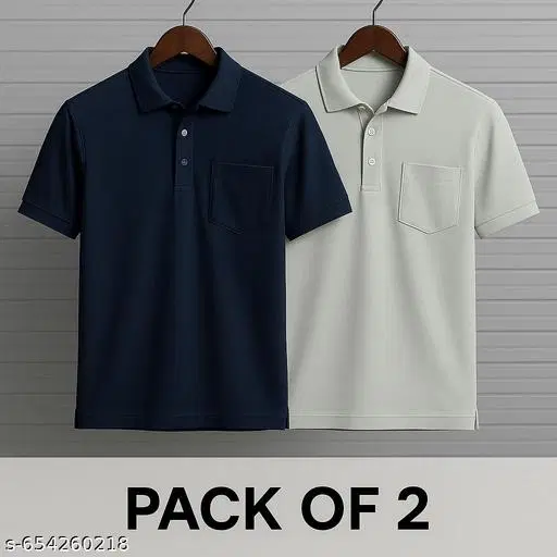 Cotton Blend Solid T-shirt for men, Black & White  (2XL) Pack of 2