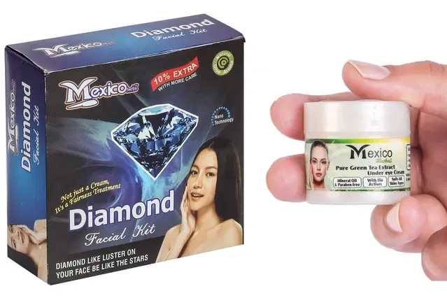 Maxico Herbs Diamond Facial Kit with Green Tea Under Eye Cream, Pack of 2