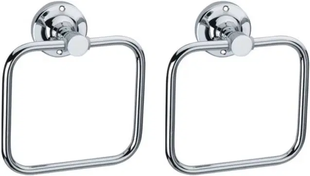 Stainless Steel Multipurpose Towel Ring with Wall Flange, Silver, Set of 2