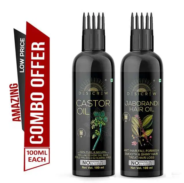 Desi Crew Cold Pressed Pure Castor Oil & Jaborandi Oil, Pack Of 2, 100 ml, KGE-139