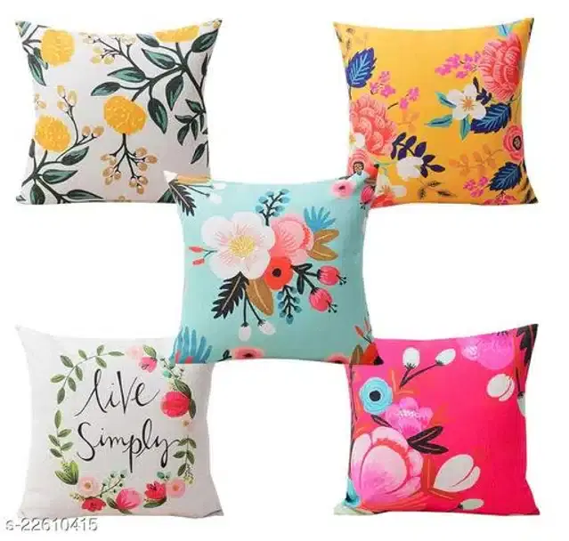 Cushion Cover for Home, Multicolor, 16x16 inches, Pack of 5