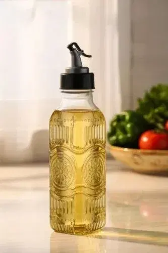 Transparent Plastic Round Oil Dispenser with Trigger Spout (850 ML)