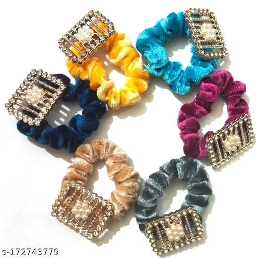 Rubber Band & Scrunchies for Women (Multicolor, Pack of 3)