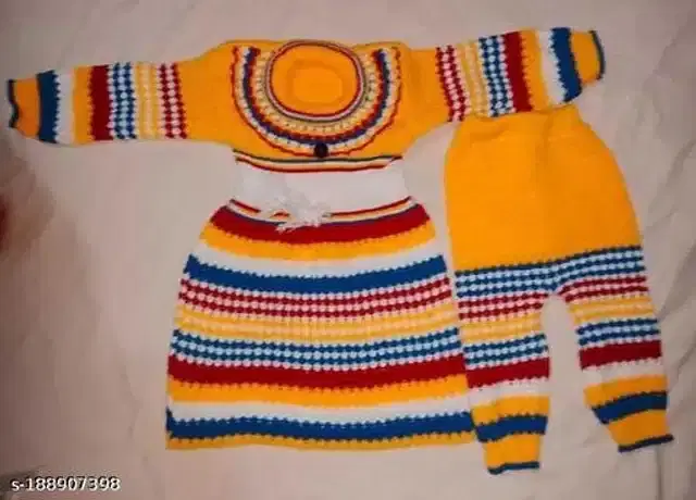 Woolen Sweater & Pant for Girls (Multicolor, 6-12 Months)