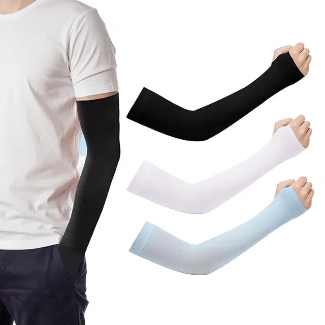 Lycra Solid Full Hand Gloves for Men & Women, Set of 3 (Multicolor)