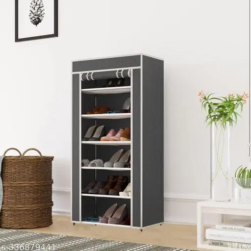 PVC 6 Layer Collapsible Multipurpose Rack, Black