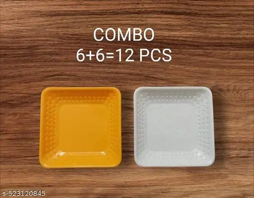 Plastic Plates for Kitchen, Multicolor, Pack of 12