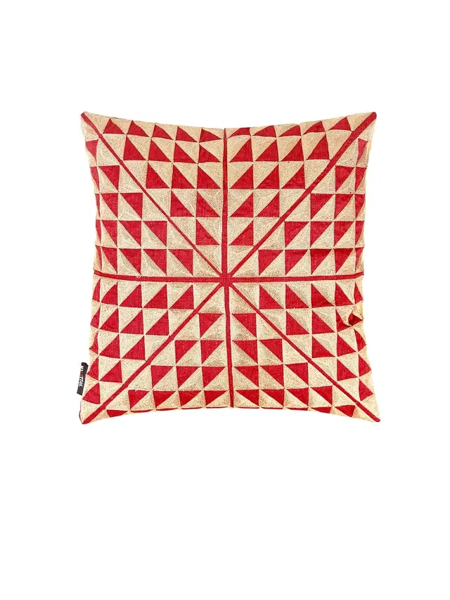 Cotton Cushion Cover, Red, 16x16 inches