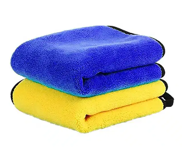 Cotton Blend Multipurpose Cleaning Towel, Blue & Yellow, 40x30 cm, Pack of 2