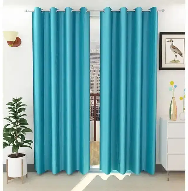 Door Curtains, Pack of 2, Aqua Blue, 4x7 feet