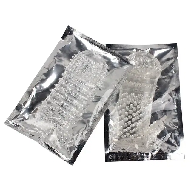 Crystal Dotted Reusable Condom for Men, Transparent