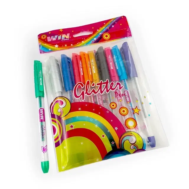 Win Glitter Multicolour Sparkle Gel Ink Pens, Pack of 10