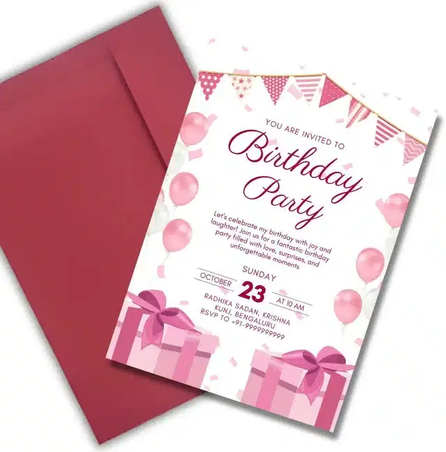 Birthday Party Greetings with Envelope, Multicolor