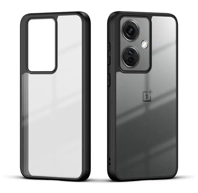 Polycarbonate Transparent Hybrid Hard Bumper Mobile Back Cover for OnePlus Nord CE 3 Lite 5G, Black
