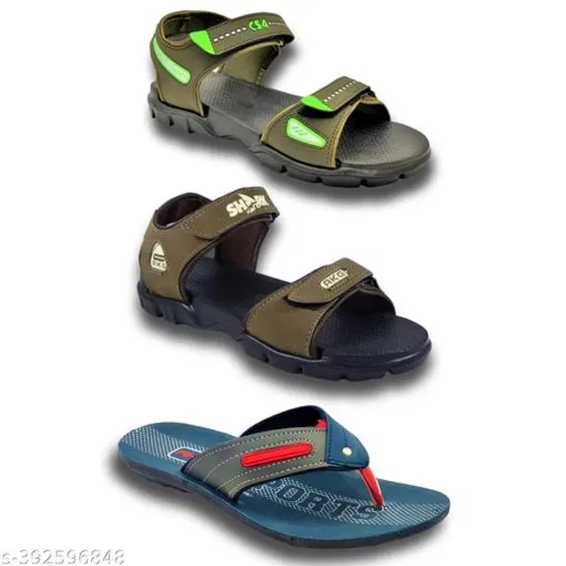 Sandals with Flipflop for Men, Pack of 3 (Multicolor, 6)