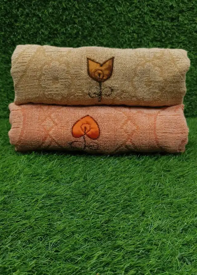 Bath Towel, Pack of 2, Brown & Orange, 27x54 inches