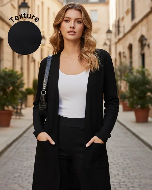 Cotton Shrugs For Women, Black (Free Size)